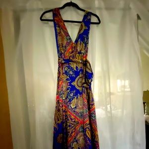 Satin paisley maxi dress